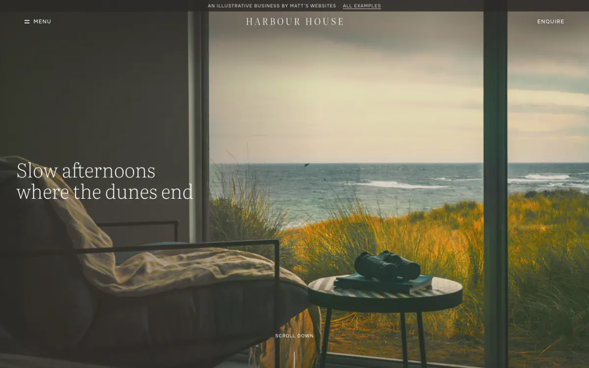 Harbour House website homepage